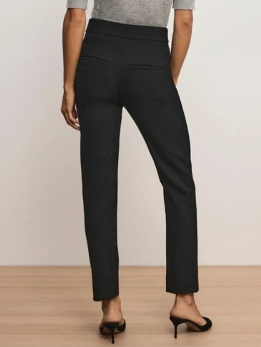 Veronica Beard Renzo Clean Waistband Pant Black Cropped Slim Leg Wool Pant Sz  2